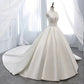 White v neck satin long ball gown dress formal dress  8870