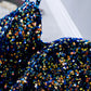 Black Shiny Sequin Short Homecoming Dress Prom Dress Evening Dress Party Dress 8207