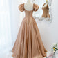 Cute satin long A line prom dress evening dress  8813