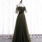 Simple tulle long A line prom dress evening dress  8930