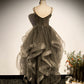 Gray tulle long A line prom dress evening dress  8824