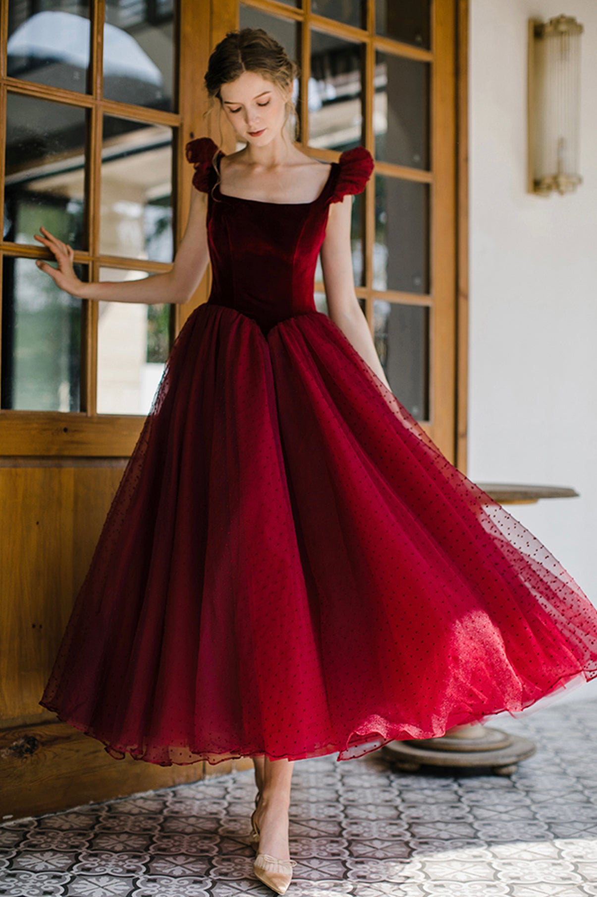 Pink/Red Cute A-line Long Prom Dress Evening Dress Graduation Party Dress 8646