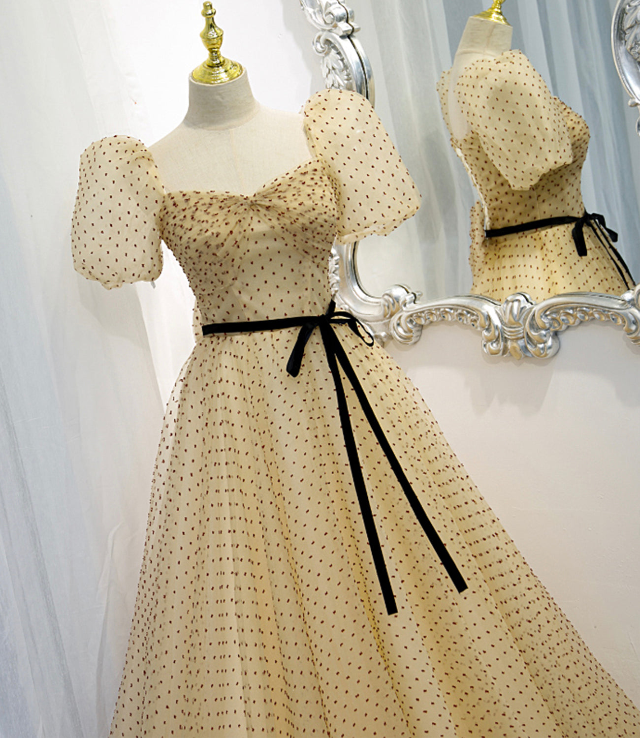Lovely tulle long A line prom dress evening dress  8821