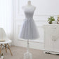 Gray tulle lace prom dress A line evening dress  8442