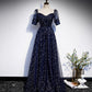 Blue tulle long prom dress blue evening dress  8425