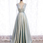 Pink satin long prom dress pink evening dress  8517
