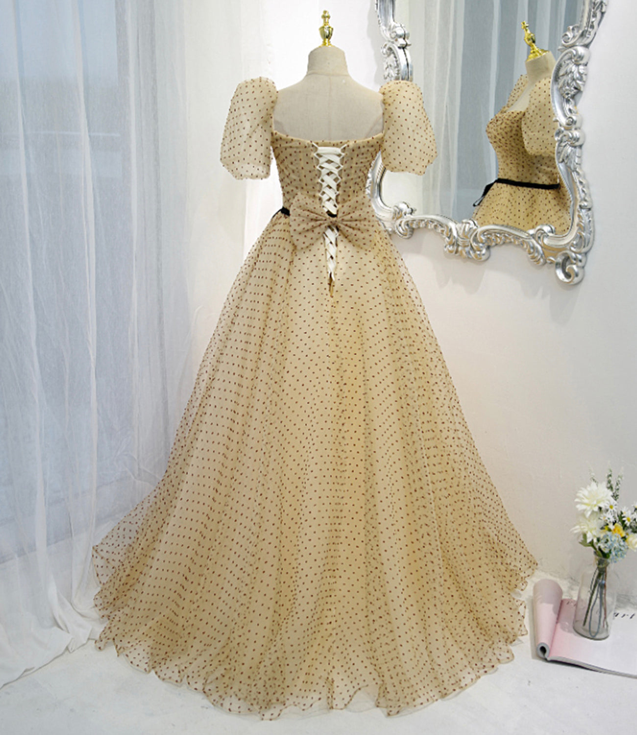 Lovely tulle long A line prom dress evening dress  8821