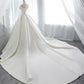 White satin long A line ball gown dress formal dress  8872