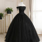 Black tulle lace long ball gown dress formal dress  8931