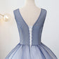 Blue v neck sequins long ball gown dress formal dress  8913