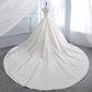White v neck satin long ball gown dress formal dress  8870