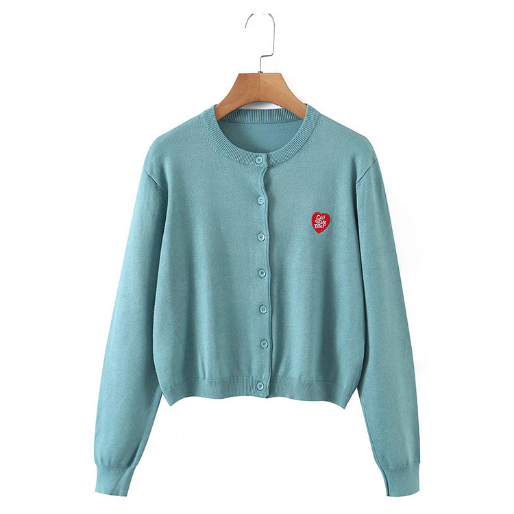 Herbstliche, sensationelle, kurze Strickjacke mit Rundhalsausschnitt im ausländischen Stil 7719