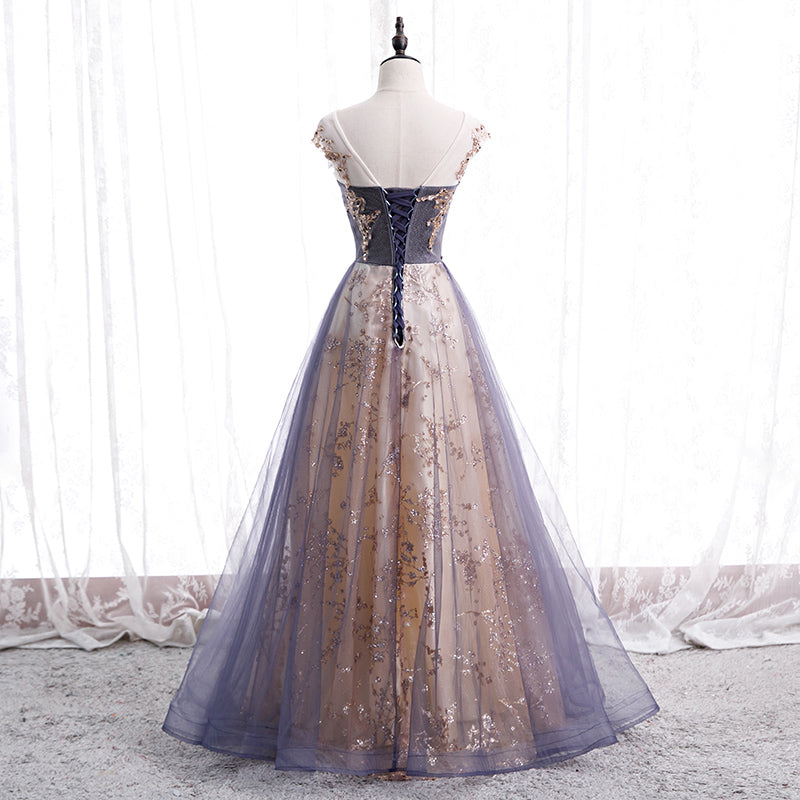 Stylish tulle sequins long prom dress formal dress  8368