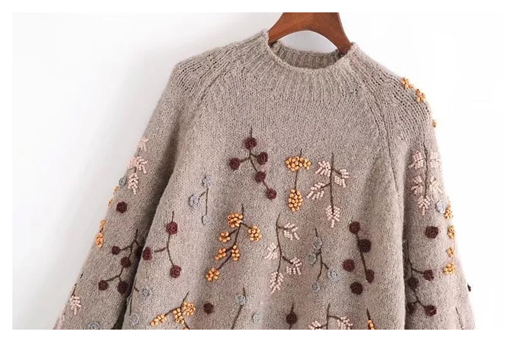 Genähter Pullover mit Perlenstickerei Pullover Pullover 7740
