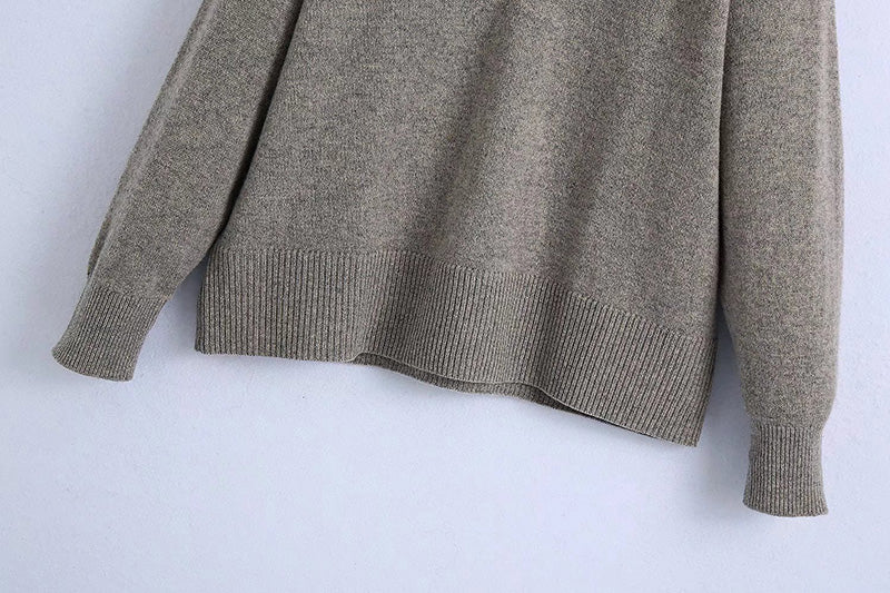 Neuer Wollpullover mit abnehmbarem Kragen und süßer Spitzennaht 7711
