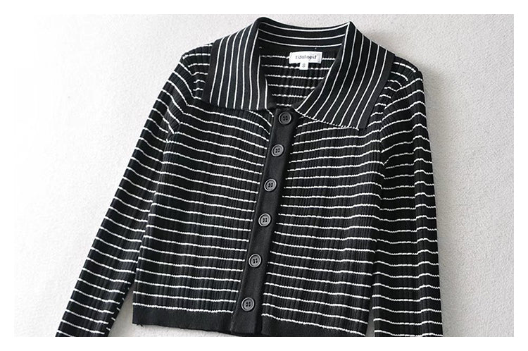 Design Sense Revers Langarmpullover Kurzpullover dünner Mantel 7715
