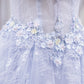 Blue tulle lace long prom gown evening dress  8273