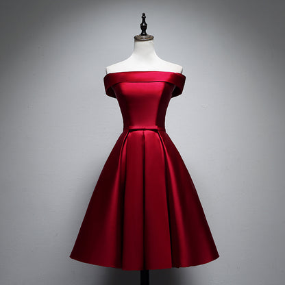 Red/Pink/Yellow/Blue Cute Off Shoulder Short Elegant Satin Prom Dress Homecoming Dress Party Dress 8211