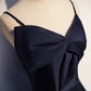 Dark blue satin long prom dress, simple evening dress  8074