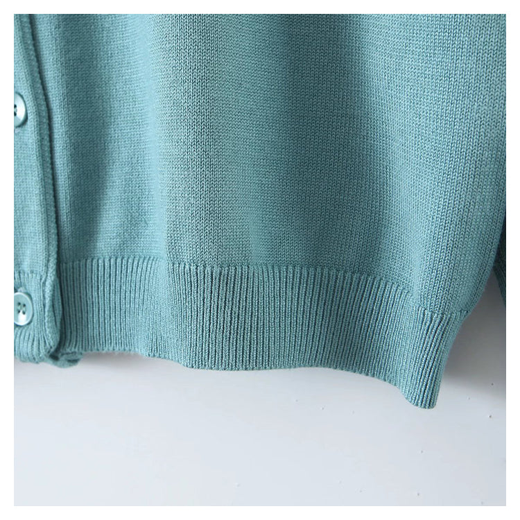 Herbstliche, sensationelle, kurze Strickjacke mit Rundhalsausschnitt im ausländischen Stil 7719