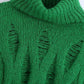 Lochverzierter Pullover mit Stehkragen 7714