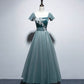 A line velvet tulle prom dress homecoming dress  8280