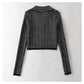 Design Sense Revers Langarmpullover Kurzpullover dünner Mantel 7715