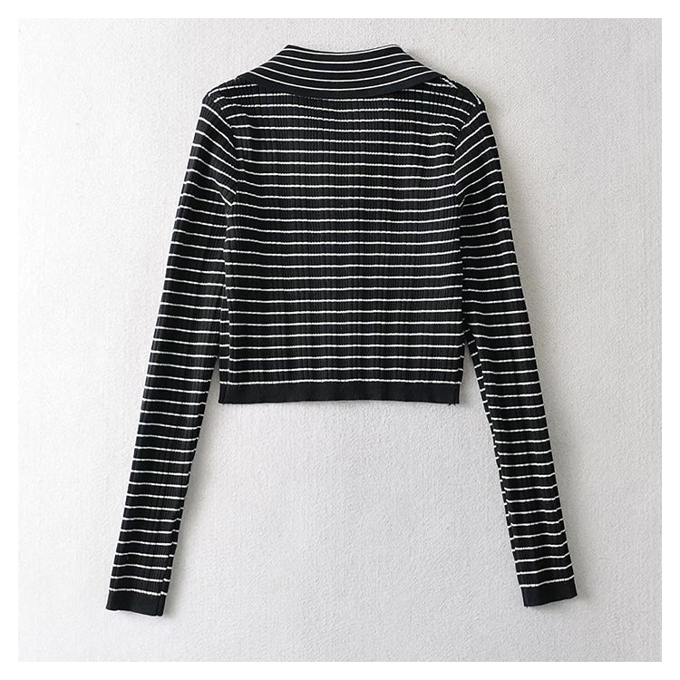 Design Sense Revers Langarmpullover Kurzpullover dünner Mantel 7715