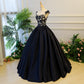 Dark blue lace long prom gown, evening dress  8059