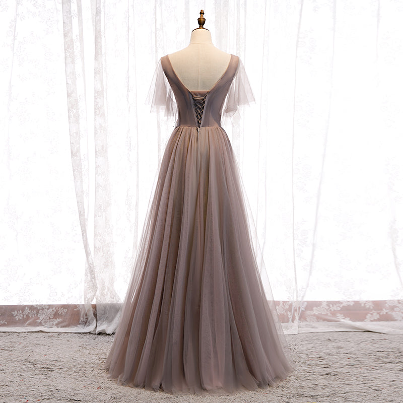 Langes Abschlussballkleid mit V-Ausschnitt und Spitze 8319