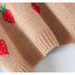 Erdbeer-Jacquard-Mohair-Pullover mit lockerem Rundhalsausschnitt 7743