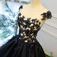 Dark blue lace long prom gown, evening dress  8059