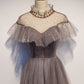 Elegant tulle round neck long prom dress, evening dress  8110