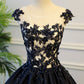 Dark blue lace long prom gown, evening dress  8059