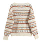 Jacquard-Pullover mit V-Ausschnitt, kurzer Pullovermantel 7730