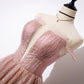 Sparkling pink tulle sequins long prom dress, evening dress  8104