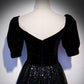 Black tulle long prom dress A line evening gown  10105