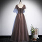Shiny tulle beads long prom dress A line evening gown  10108