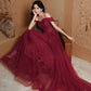Burgundy lace beads long prom dress evening dress  10114