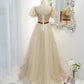 Cute tulle long A line prom dress evening dress  8811