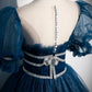 Shiny tulle sequins long prom dress A line evening gown  10380