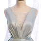 Pink satin long prom dress pink evening dress  8517