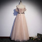 Lovely A line tulle pearl long prom dress evening dress  8685