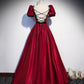 Burgundy tulle long A line prom dress evening dress  8839