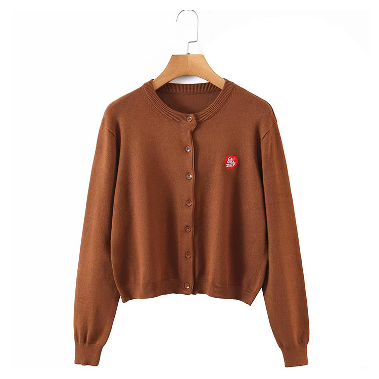 Herbstliche, sensationelle, kurze Strickjacke mit Rundhalsausschnitt im ausländischen Stil 7719