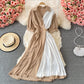 Cute A line color block dress  421