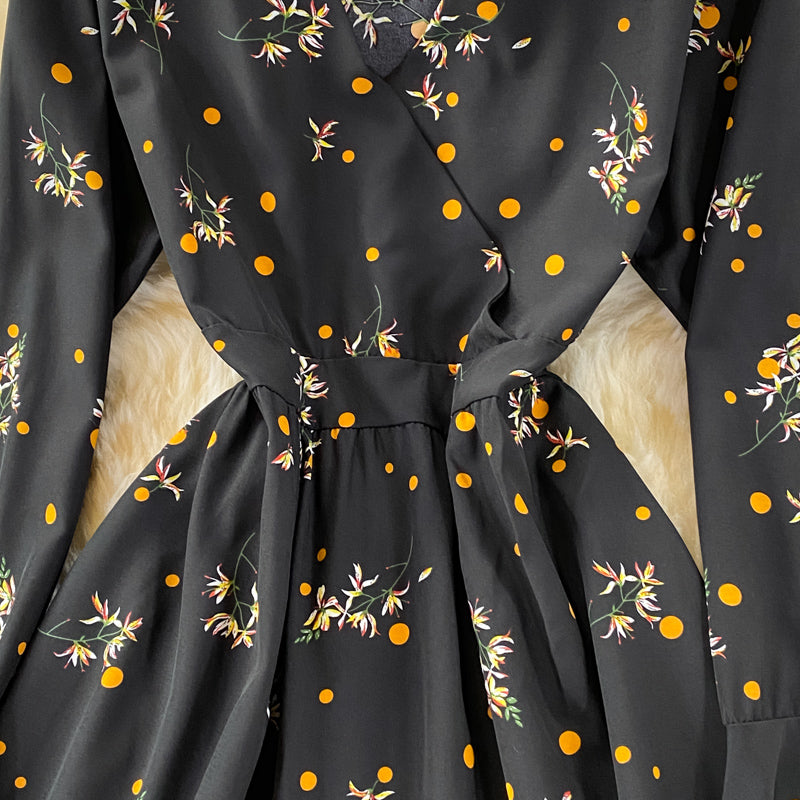 Black v neck short dress fashion dress  436