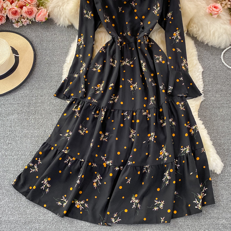 Black v neck short dress fashion dress  436