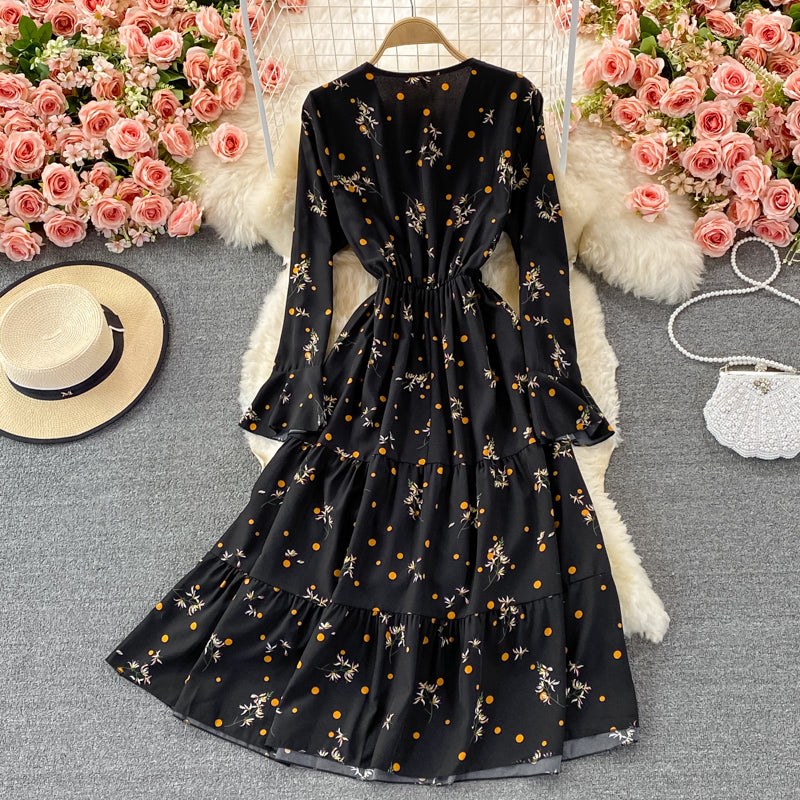 Black v neck short dress fashion dress  436
