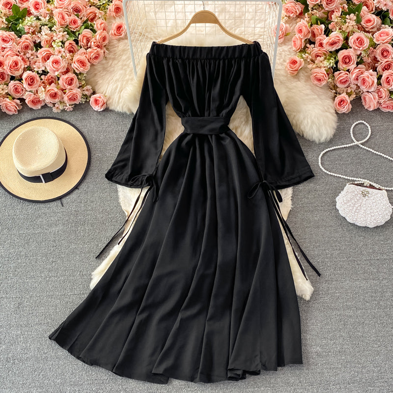 Robe mignonne à manches longues en coupe A, robe tendance 410